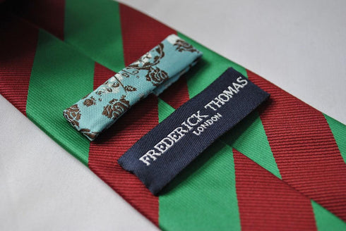 maroon and green barber striped tie
